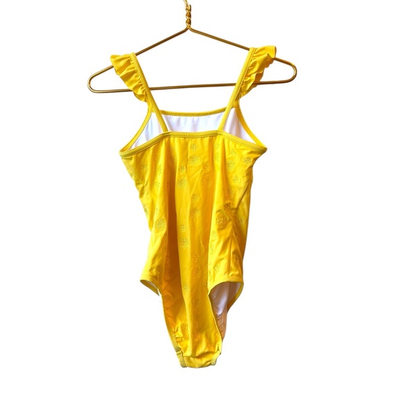 Hanna Andersson Yellow Sunblock Eyelet Embroidered One Piece Swimsuit Size 14-16 - Picture 5 of 5
